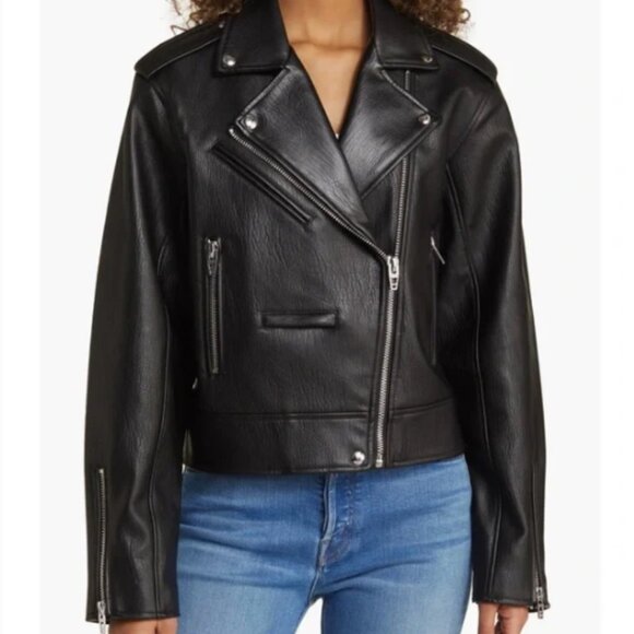 ZARA Black Faux Leather Moto Jacket Bomber Zippers Soft Size Small - Picture 2 of 12
